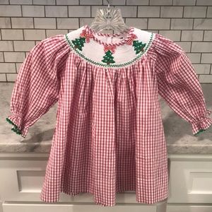 Christmas Smocked Girls Dress Infant Size 12 Month New Without Tags Red Gingham